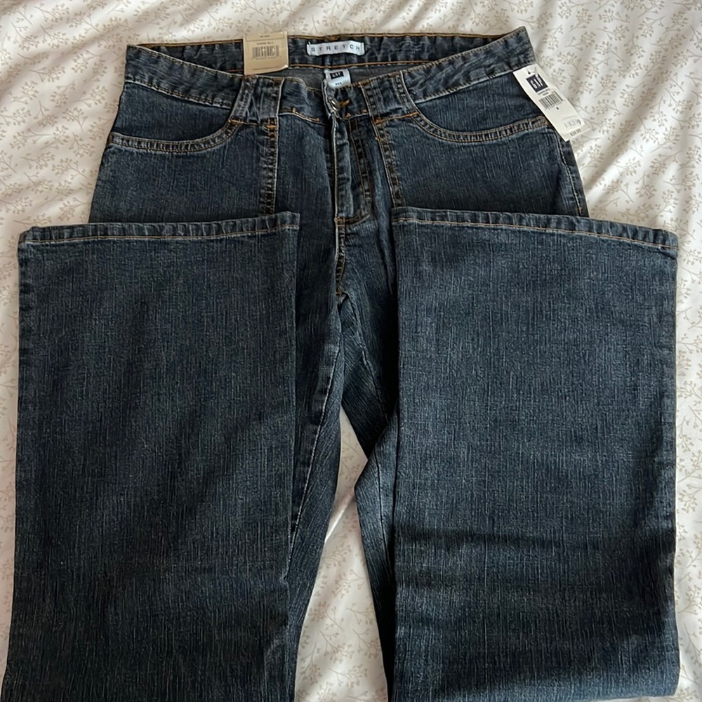 GAP Stretch Dark Denim Button Zip Fly Flared Jeans NWT Size 6